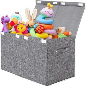 Large Toy Box Chest with Lid, Collapsible Sturdy Toy Storage Organizer